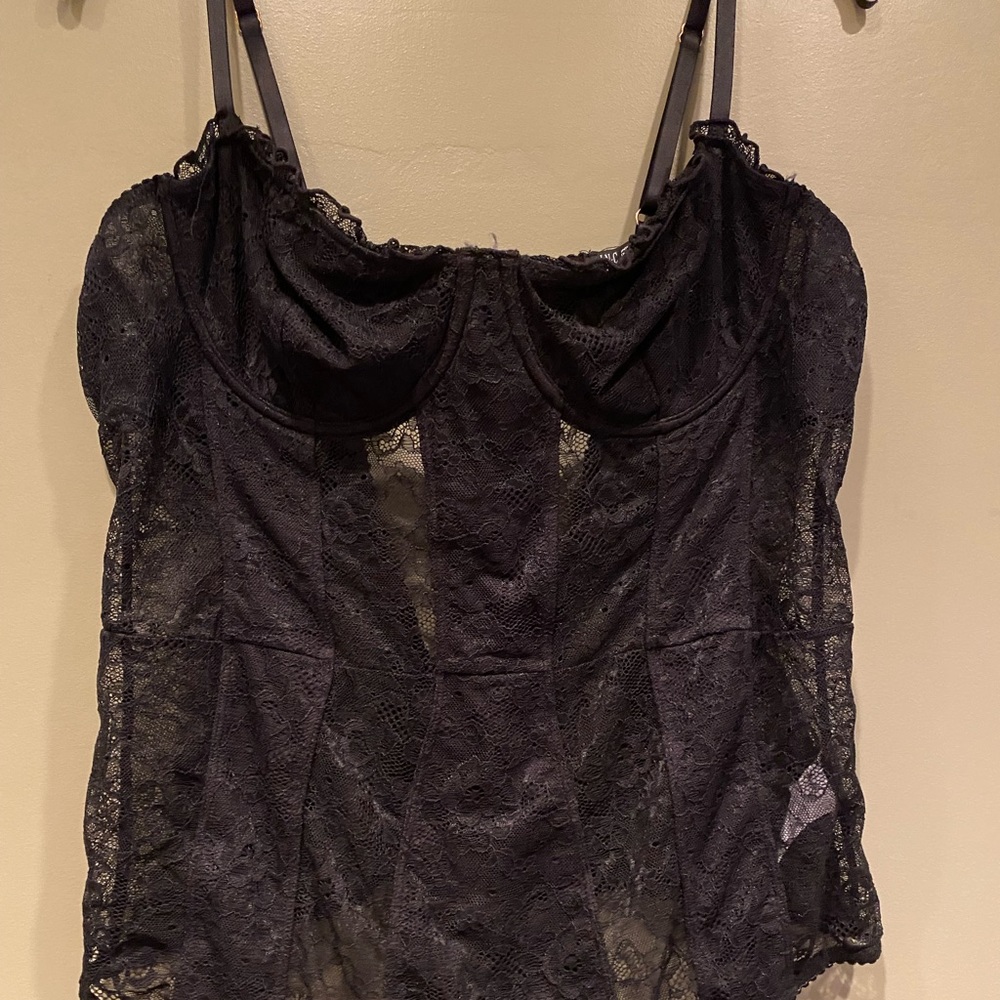 Sexy black lace bodysuit lingerie, size XXL. By INC international concepts